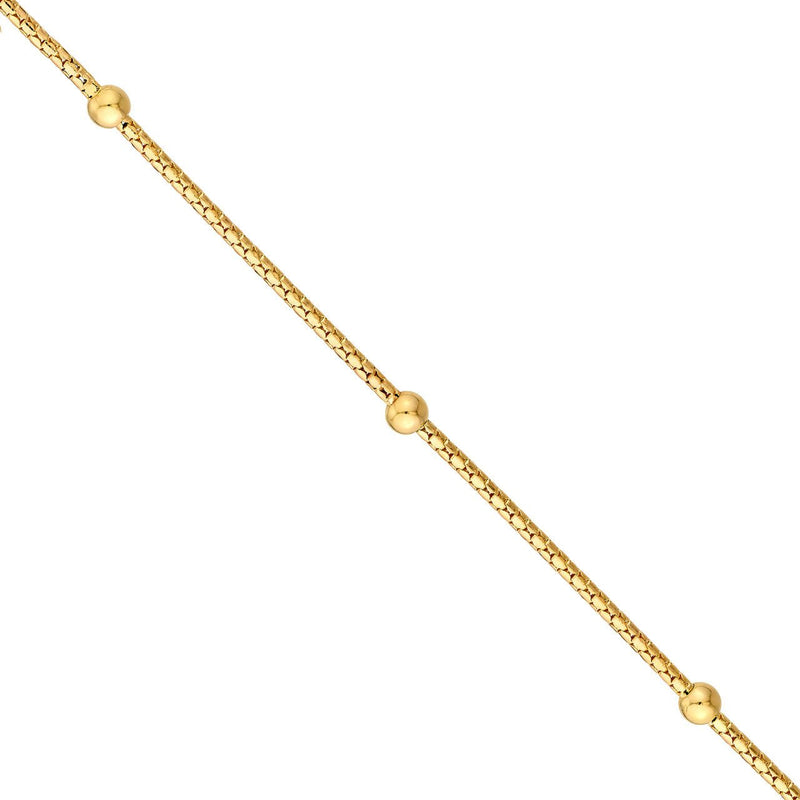 14K Gold Diamond Cut Beaded Popcorn Chain Necklace