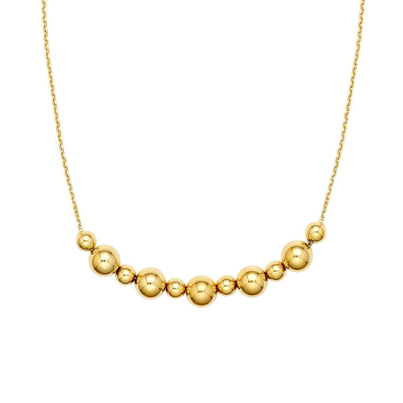 14K Gold Alternating Bead Pendant Necklace