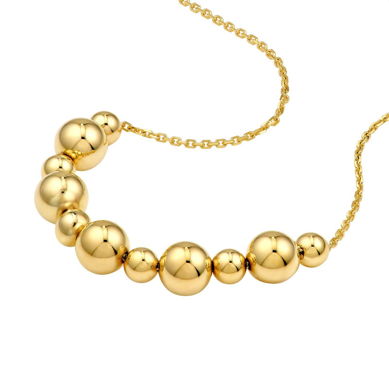 14K Gold Alternating Bead Pendant Necklace