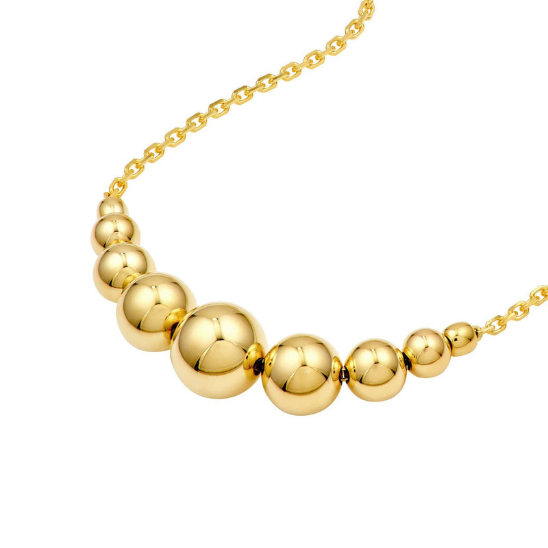 14K Gold Graduated Bead Drape Necklace