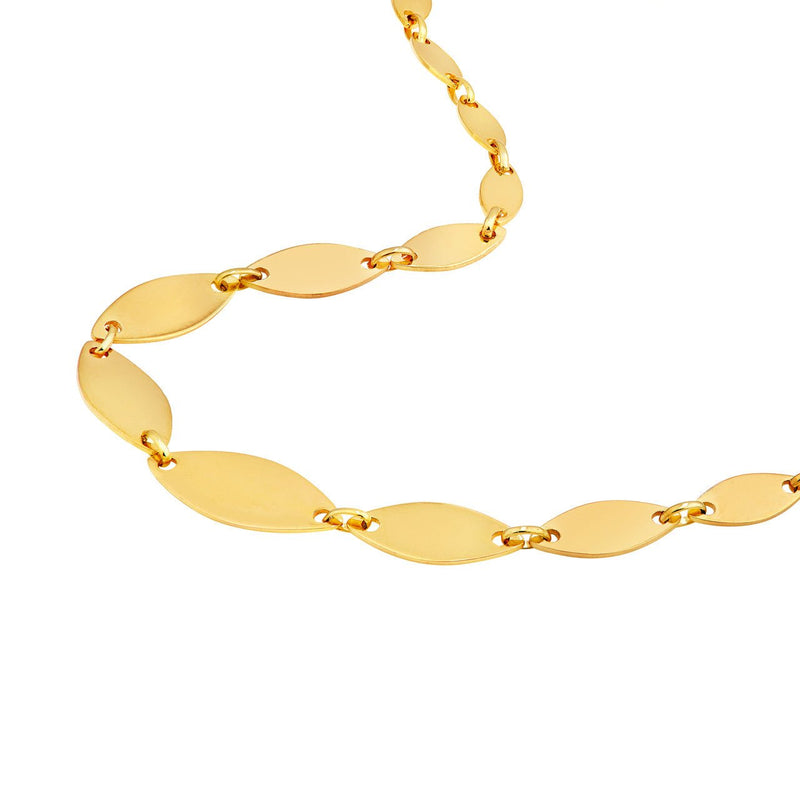 14K Gold Graduated Marquise Shape Necklace