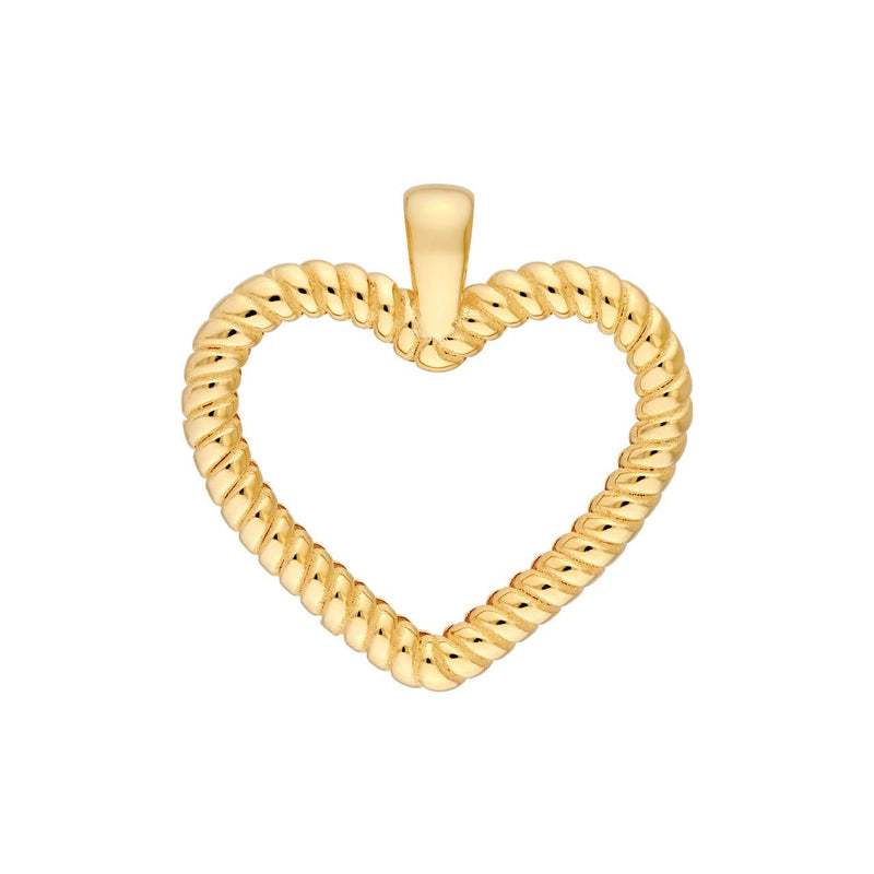 14K Gold Rope Heart Pendant