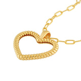 14K Gold Rope Heart Pendant