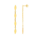14K Gold Long Mirror Chain Dangle Earrings