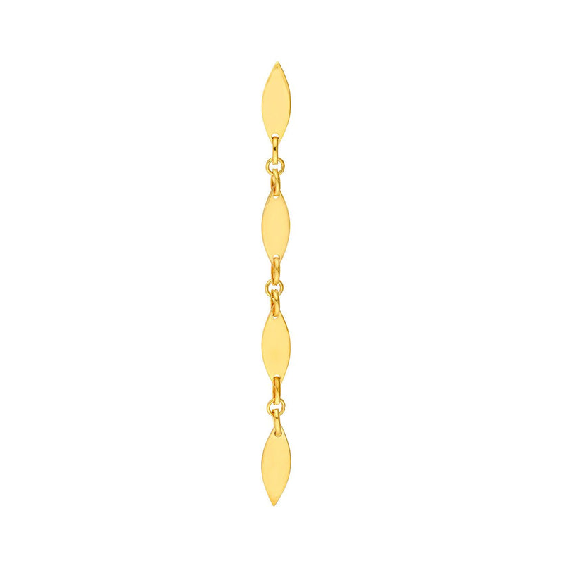 14K Gold Long Mirror Chain Dangle Earrings