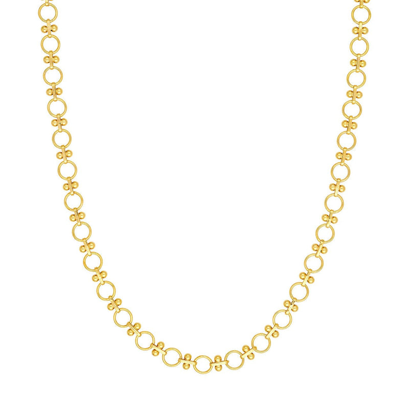 14K Gold Alternating Beaded Bar and Link Necklace