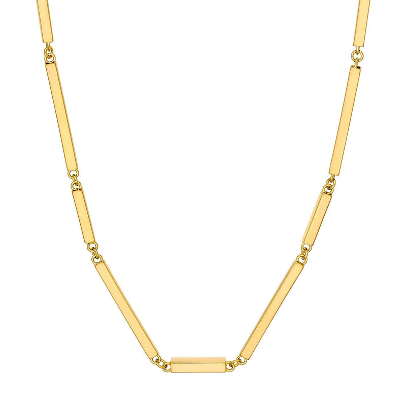14K Gold Alternating Long and Short Bar Chain Necklace