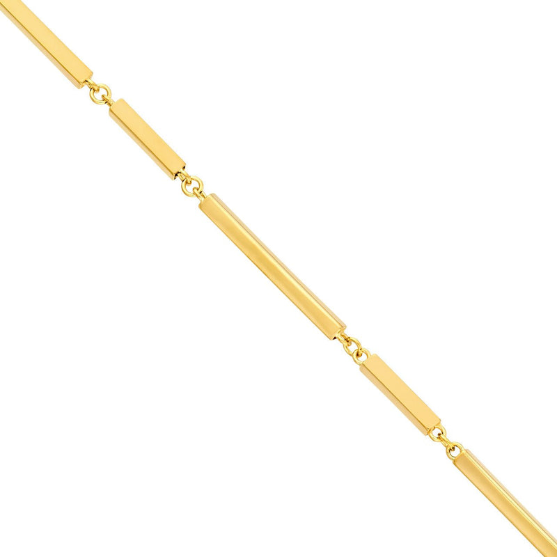 14K Gold Alternating Long and Short Bar Chain Necklace