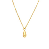14K Gold Small Puffy Tear Drop Pendant Necklace