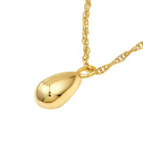 14K Gold Small Puffy Tear Drop Pendant Necklace