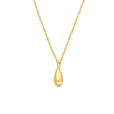 14K Gold Puffy Tear Drop Pendant Necklace