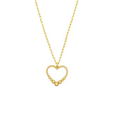 14K Gold Graduated Open Bead Heart Pendant Necklace