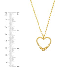 14K Gold Graduated Open Bead Heart Pendant Necklace