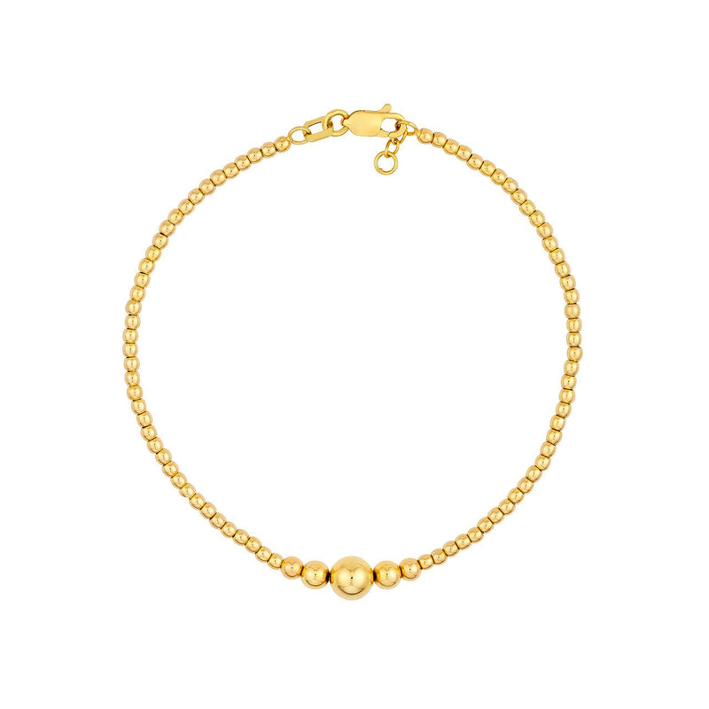 14K Gold 0.95MM Graduated Bead Chain Bracelet