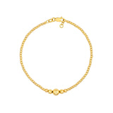 14K Gold 0.95MM Graduated Bead Chain Bracelet