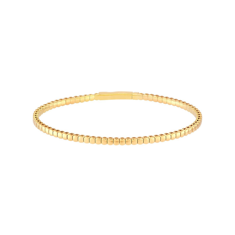14K Gold Oval Bead Flexible Bangle