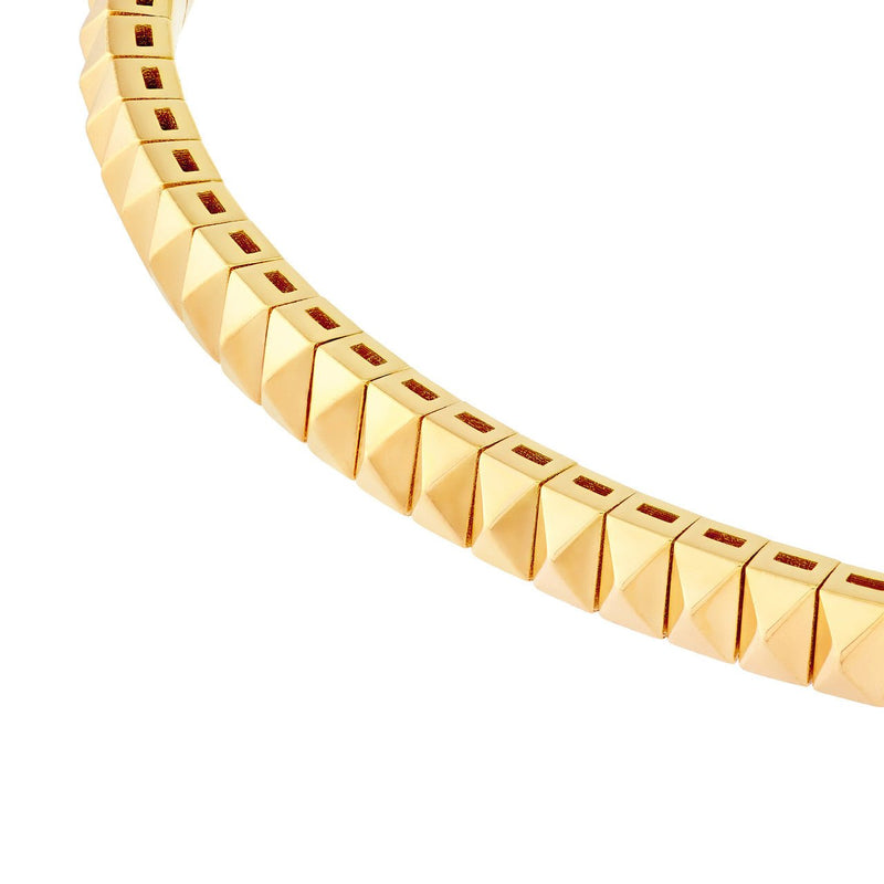 14K Gold Rectangle Studded Flexible Bangle