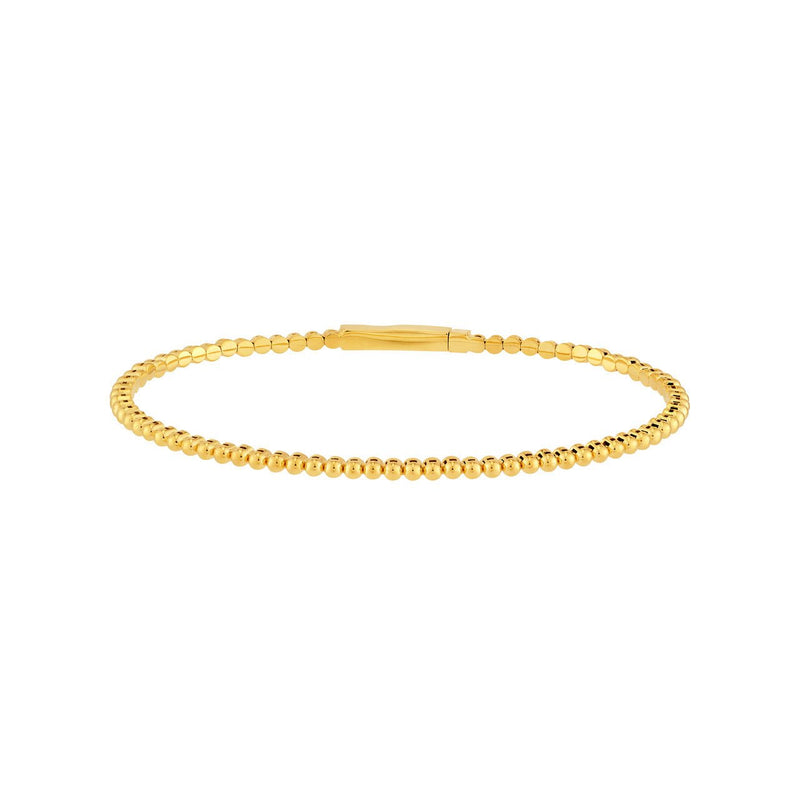 14K Gold Round Bead Flexible Bangle