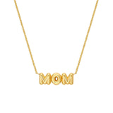 14K Gold Puffy Mom Pendant Necklace