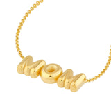 14K Gold Puffy Mom Pendant Necklace
