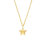 14K Gold Puff Star Pendant Necklace
