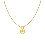 14K Gold Dangle Puff Heart Necklace