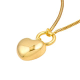 14K Gold Dangle Puff Heart Necklace