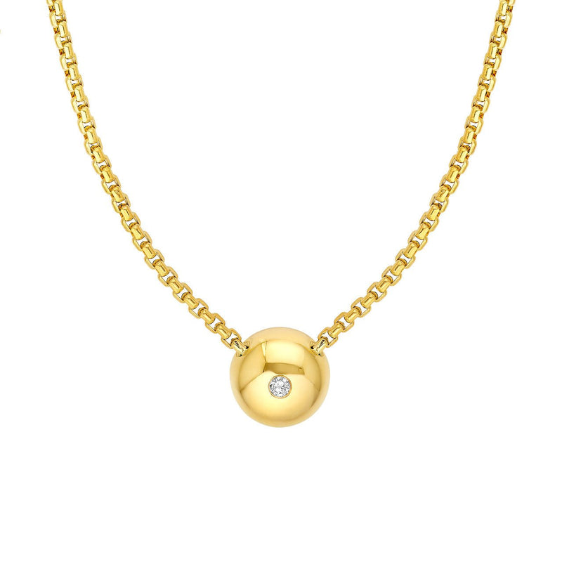 14K Gold Diamond Bead Pendant Necklace