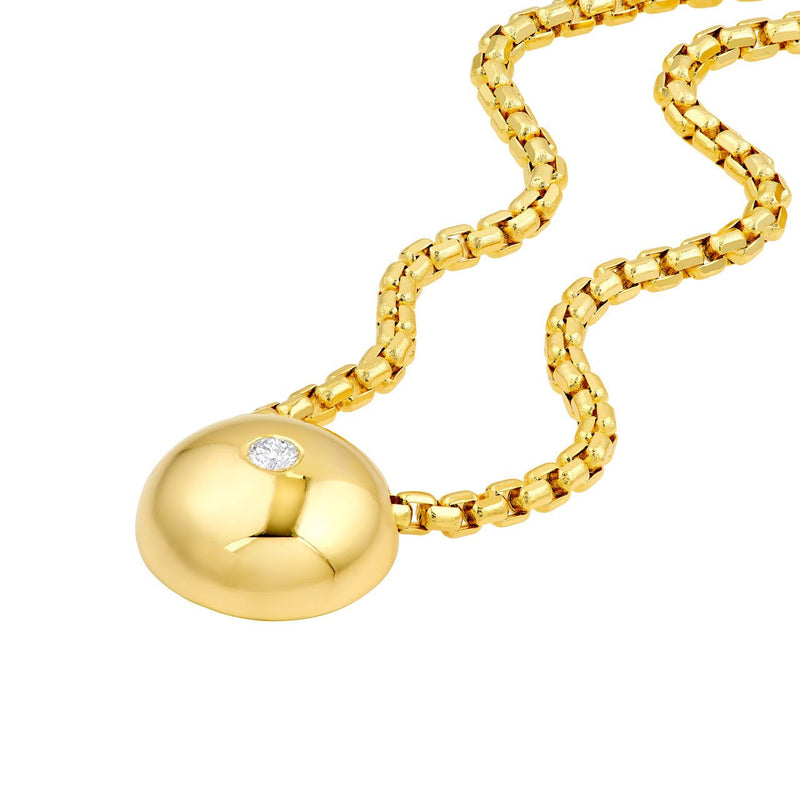 14K Gold Diamond Bead Pendant Necklace