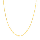 14K Gold Graduated Flat Diamond Shape Link Necklace