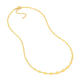 14K Gold Graduated Flat Diamond Shape Link Necklace