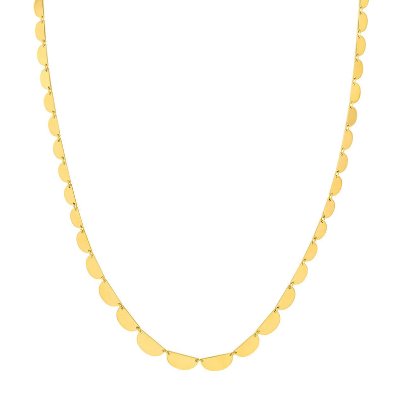 14K Gold Graduated Half Round Link Necklace