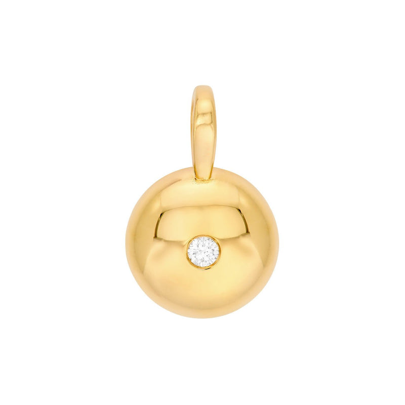 14K Gold Diamond Disc Pendant