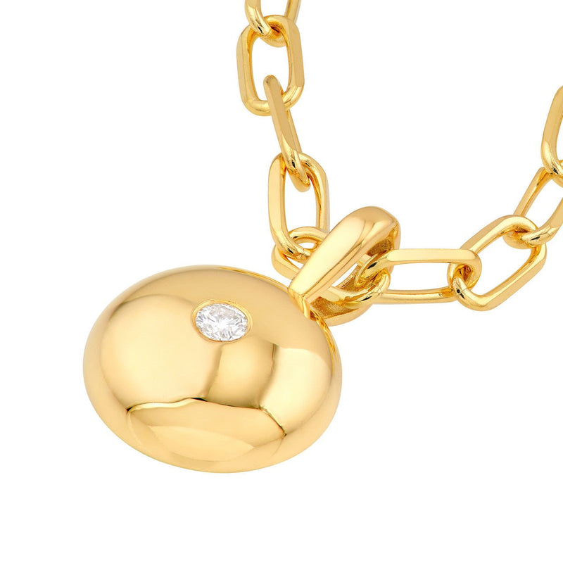 14K Gold Diamond Disc Pendant