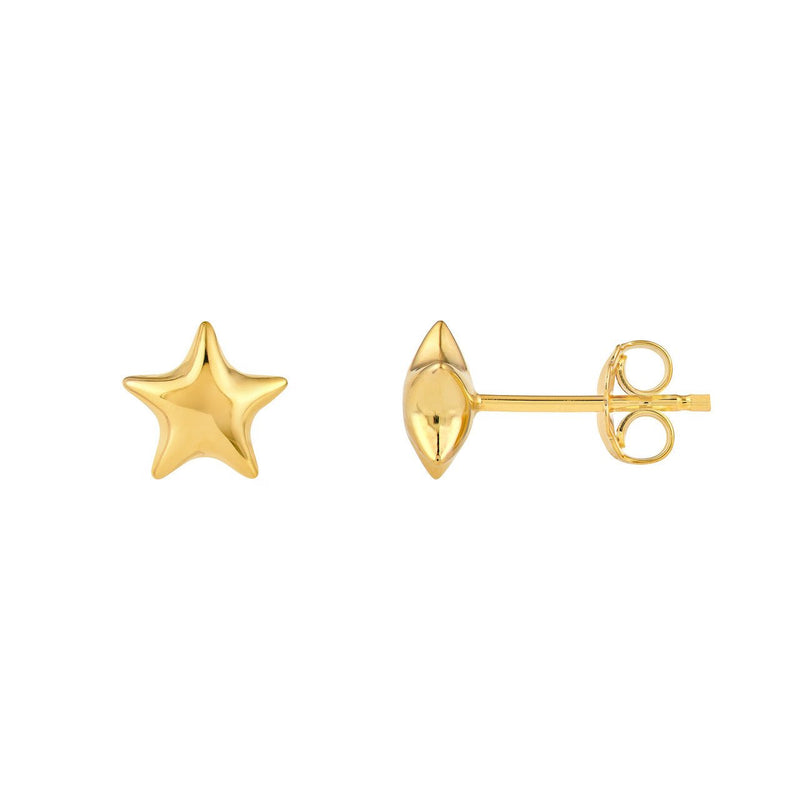 14K Gold Puff Star Stud Earrings