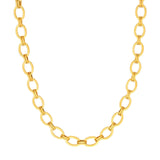 14K Gold Oval and Double Link Chain Necklace