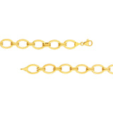 14K Gold Oval and Double Link Chain Bracelet