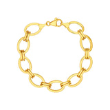 14K Gold Oval and Double Link Chain Bracelet