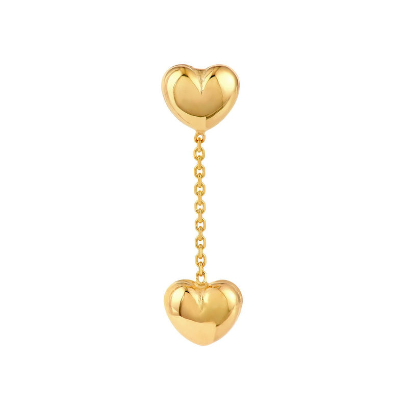 14K Gold Heart Dangle Earrings