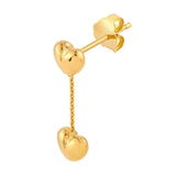 14K Gold Heart Dangle Earrings