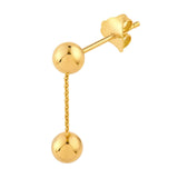 14K Gold Bead Dangle Earrings