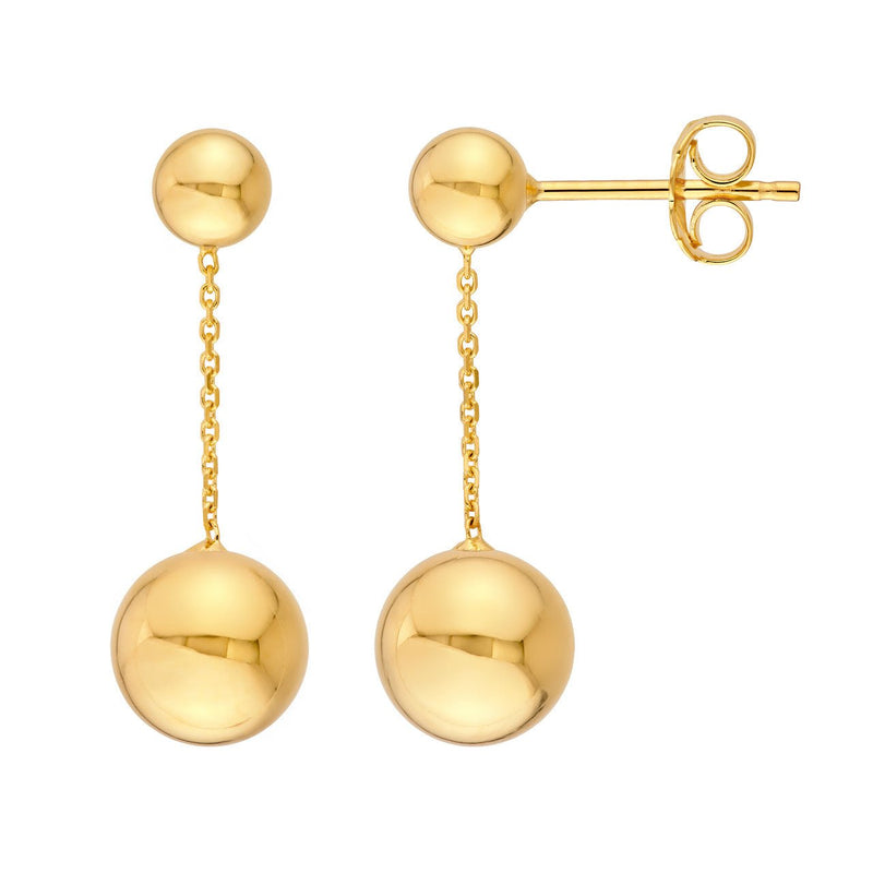 14K Gold Large Bead Dangle Earrings