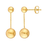 14K Gold Large Bead Dangle Earrings