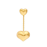 14K Gold Large Heart Dangle Earrings