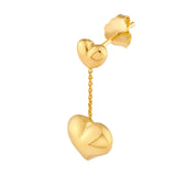 14K Gold Large Heart Dangle Earrings