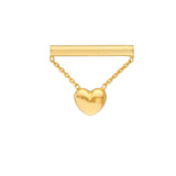 14K Gold Bar Dangling Puff Heart Earrings