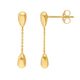 14K Gold Tear Drop Chain Dangle Earrings