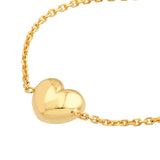 14K Gold Puffy Heart Chain Bracelet