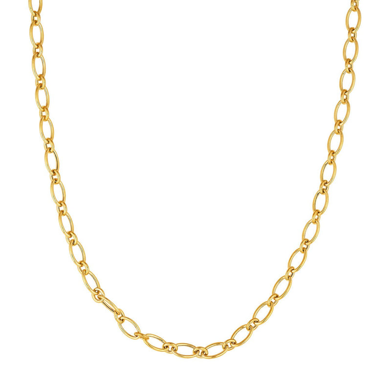 14K Gold Alternating Large and Small 1+1 Oval Necklace