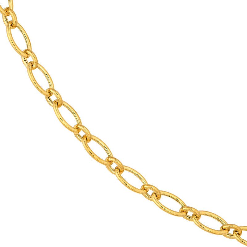 14K Gold Alternating Large and Small 1+1 Oval Necklace
